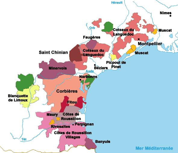 Languedoc Roussillon Wine Map